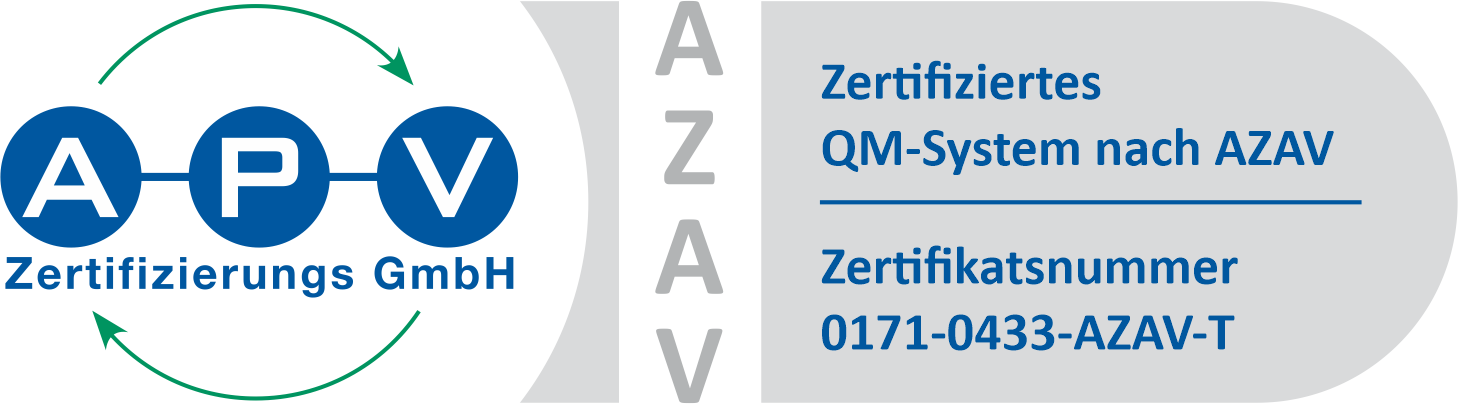 APV-Zertifikat-Logo QM 0171-0433-AZAV-T
